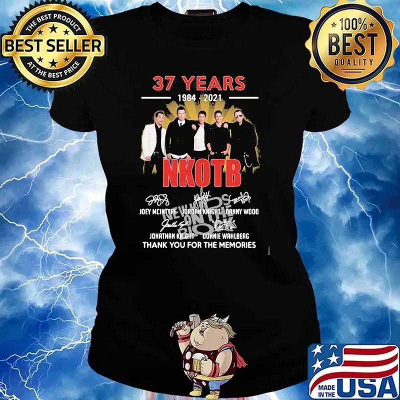 37 years 1984 2021 NKOTB thank you for the memories signatures s Ladies tee