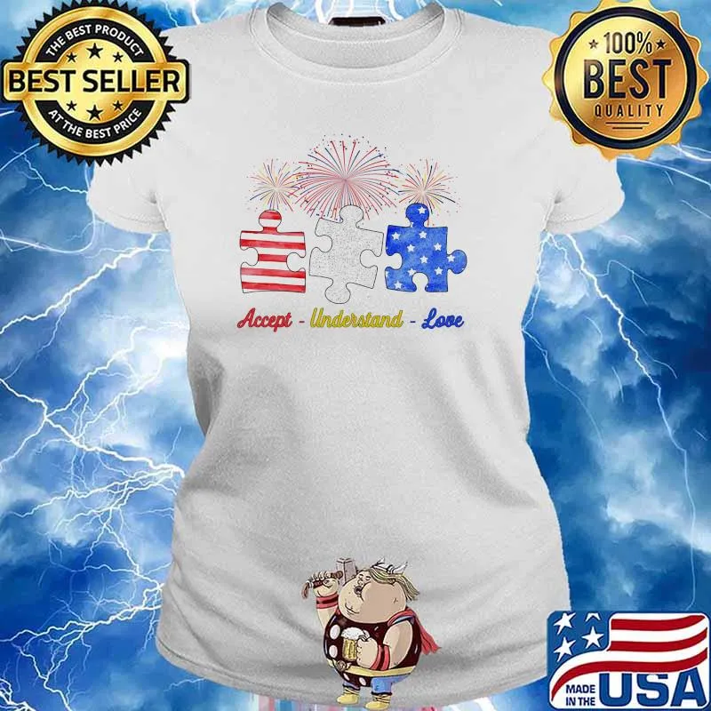 Accept understand love autism fireword Ladies tee