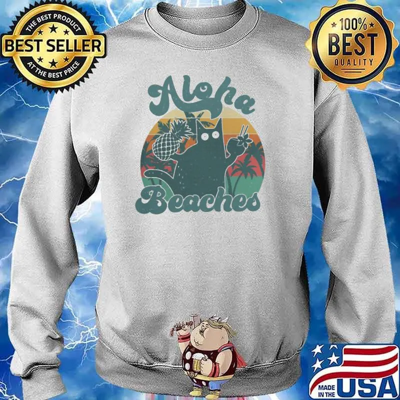 Aloha beaches cat summer hot vintage s Sweater
