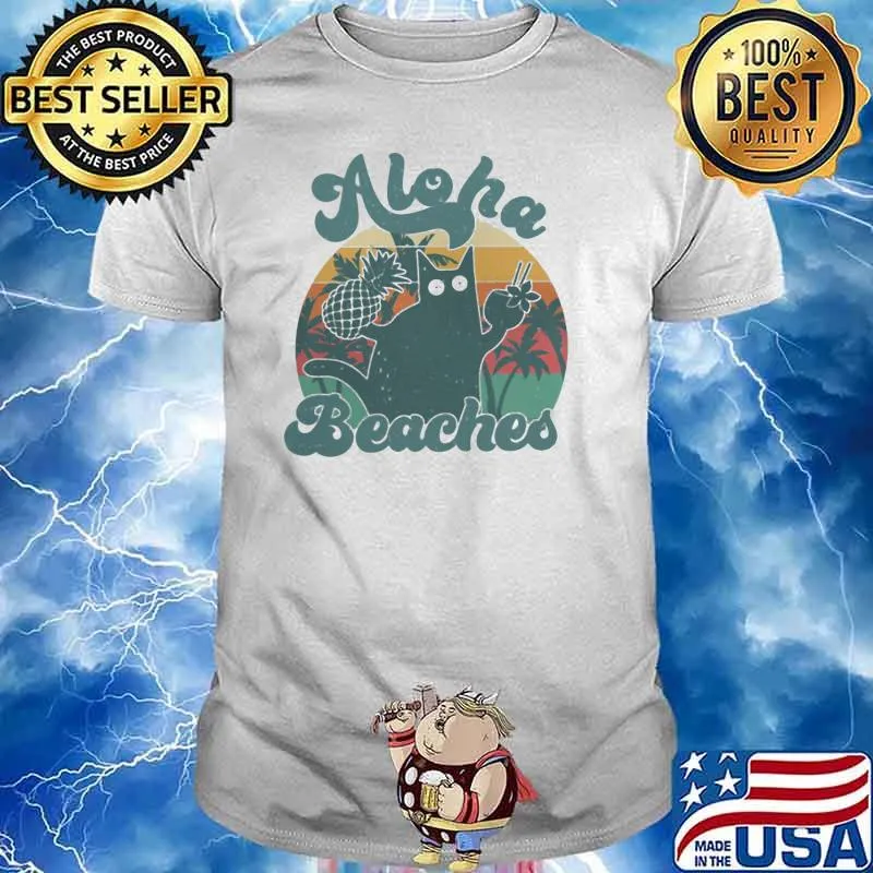 Aloha beaches cat summer hot vintage shirt