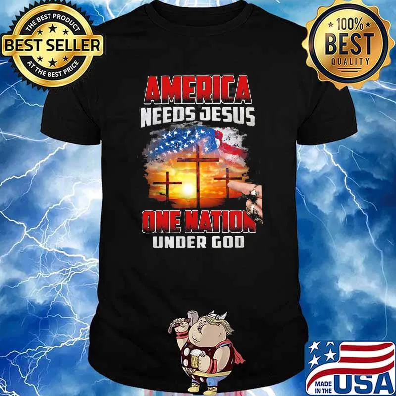 America needs Jesus one nation under god cross flag shirt