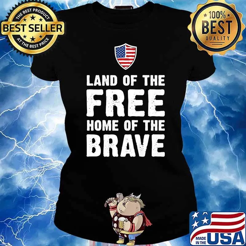 American Flag Shield Land of the Free Home of the Brave Premium Shirt Ladies tee