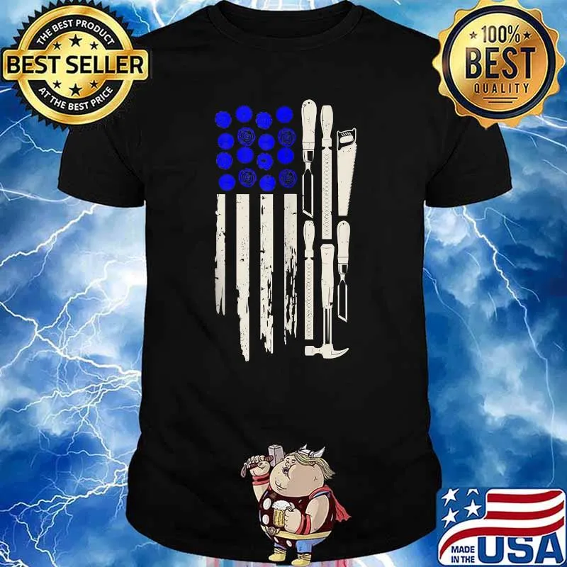 American Flag Woodworking Carpenter 4th Of July T-Shirt