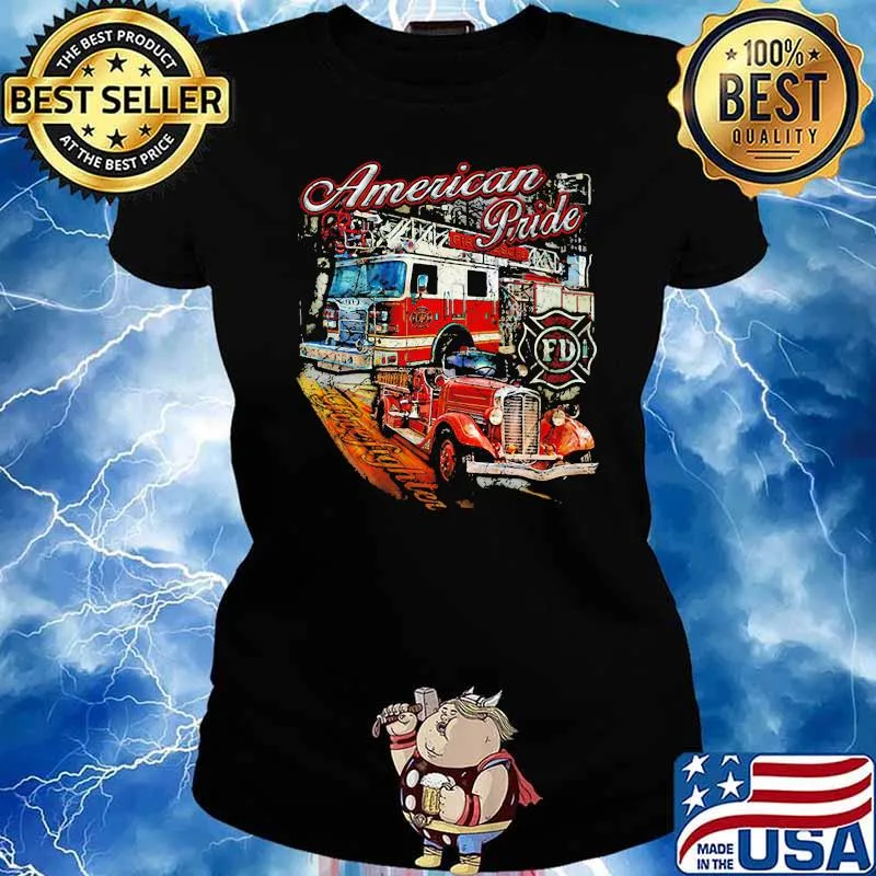 American Pride Trucker Firefighter Shirt Ladies tee