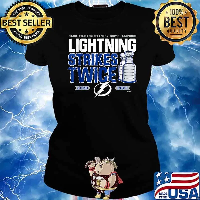 Back to back stanley cup champions lightning strikes twice 2020 2021 s Ladies tee