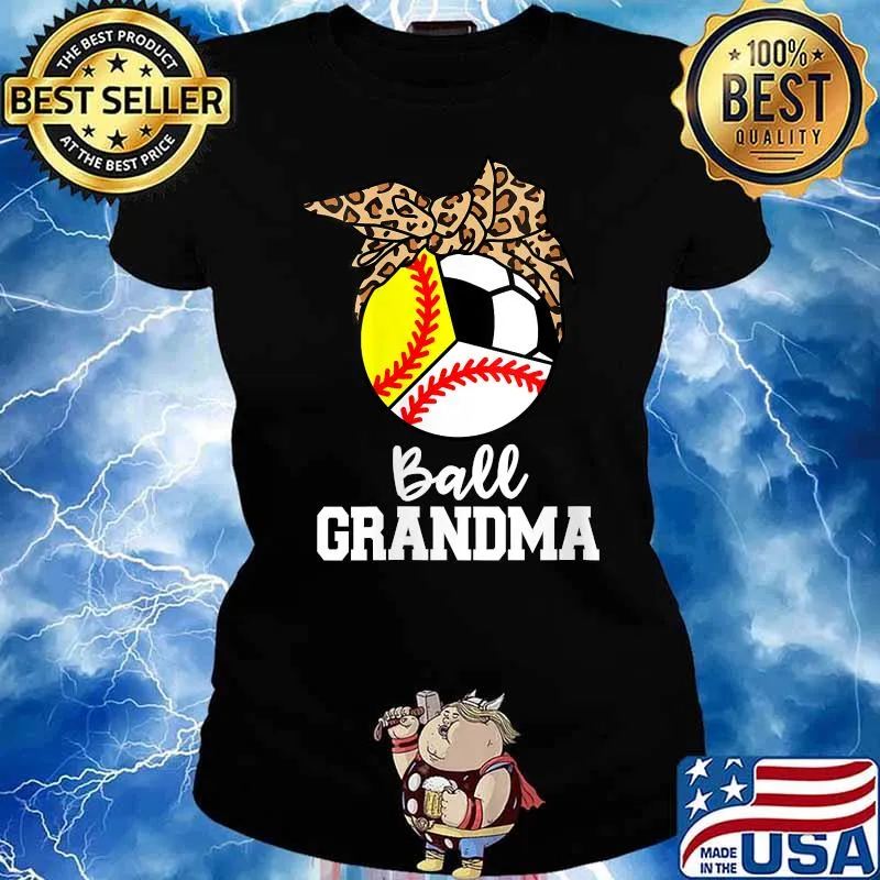 Ball Grandma Baseball Softball Soccer Leopard T-Shirt Ladies tee