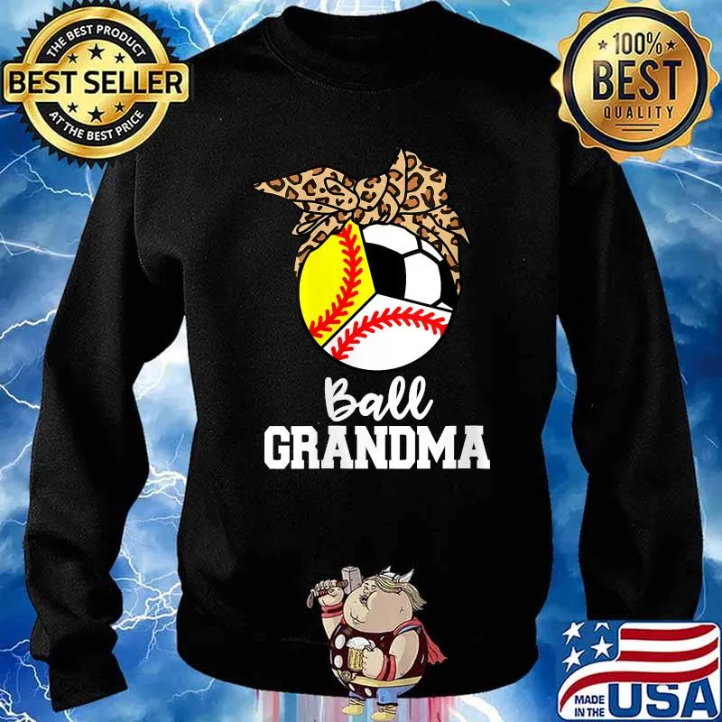 Ball Grandma Baseball Softball Soccer Leopard T-Shirt Sweater