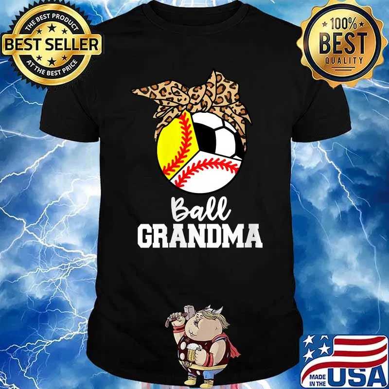 Ball Grandma Baseball Softball Soccer Leopard T-Shirt