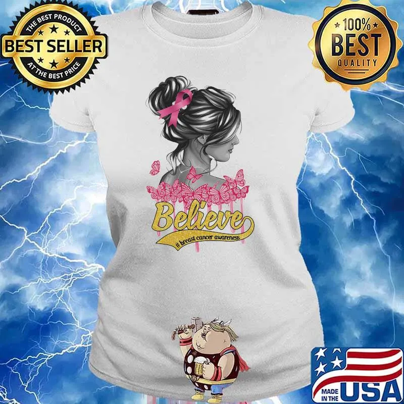 Believe Breast Cancer Diabetes Awareness Pink Shirt Ladies tee