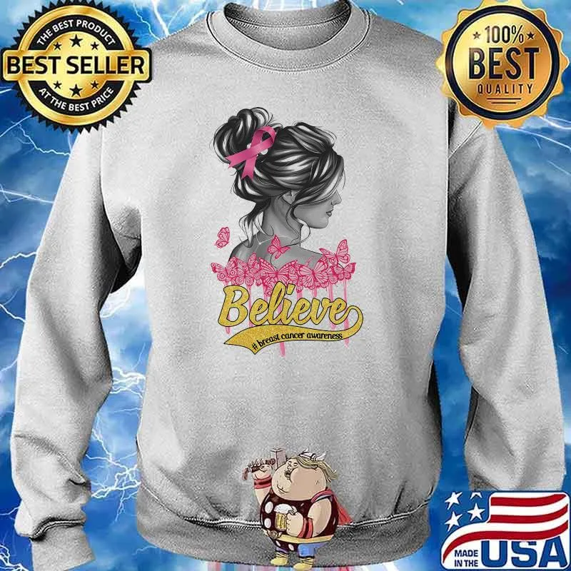 Believe Breast Cancer Diabetes Awareness Pink Shirt Sweater