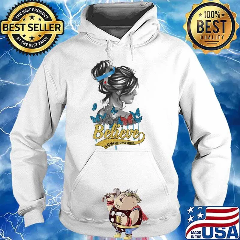 Believe diabetes awareness butterflies woman s Hoodie