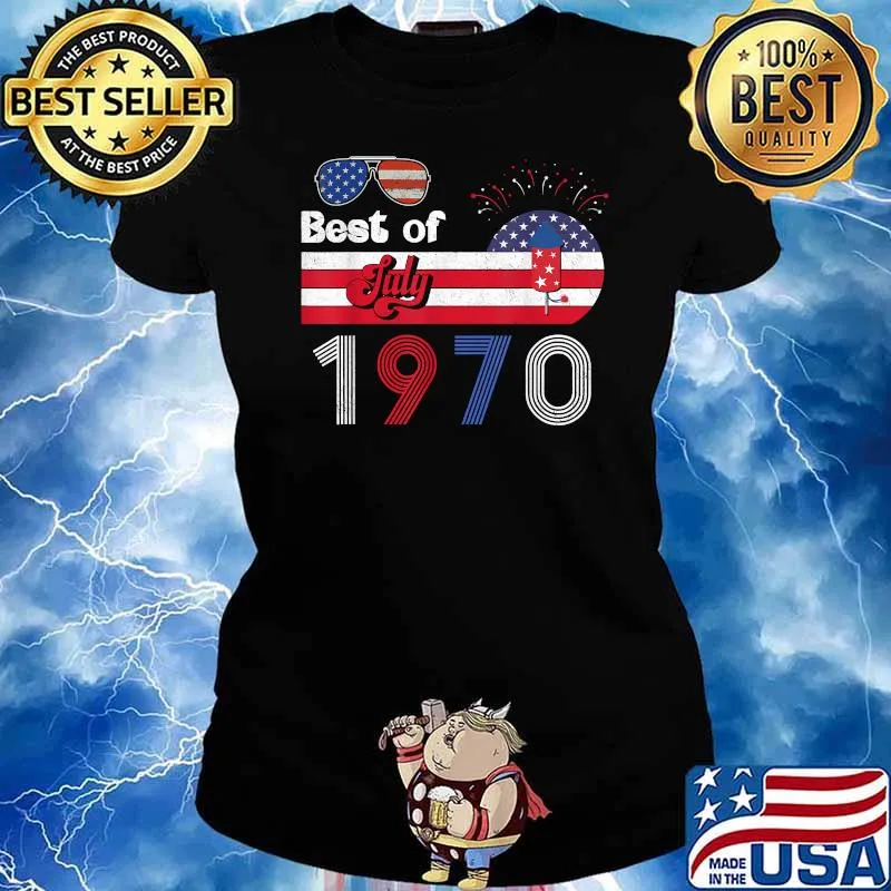 Best of July 1970 Sunglasses Firework 4th of July T-Shirt Ladies tee