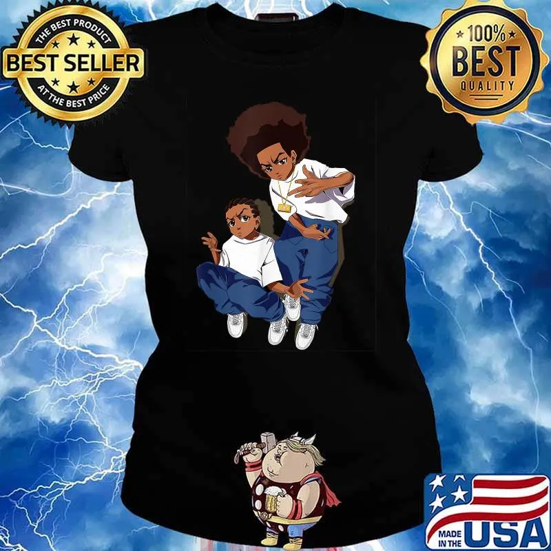 Boondock Riley-Huey Black Sitcom African American Cartoon T-Shirt Ladies tee