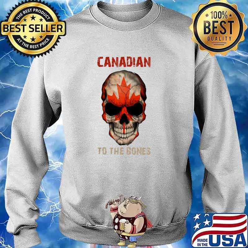 Canadian to the bones skull flag s Sweater