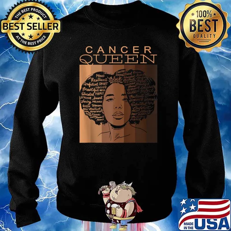 Cancer Queen Black Woman Zodiac Afro T-Shirt Sweater