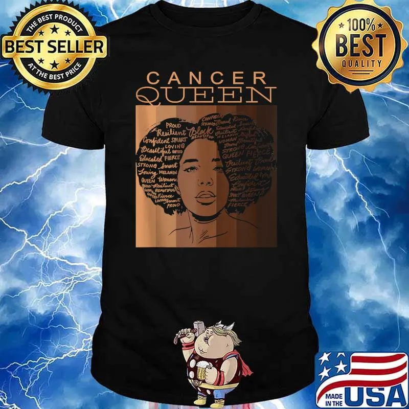 Cancer Queen Black Woman Zodiac Afro T-Shirt