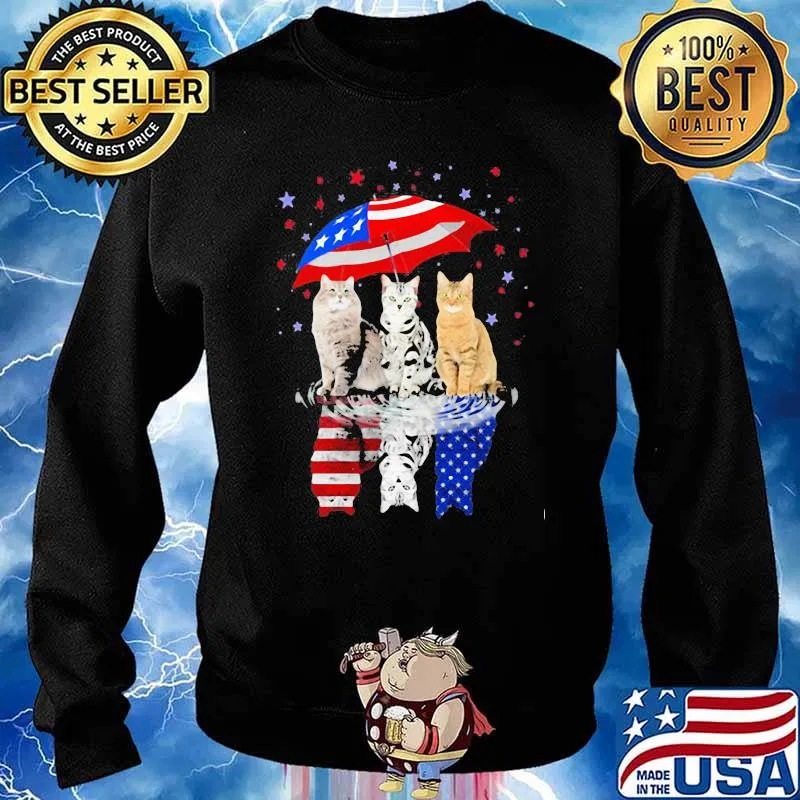 Cat umbrella American Flag Shirt Sweater