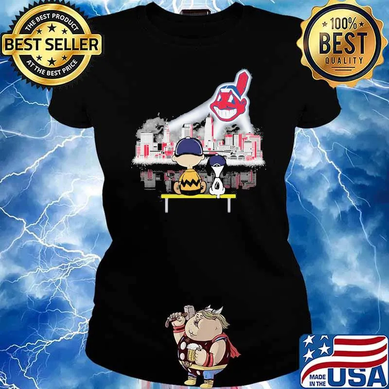 Charlie and snoopy watch city indians s Ladies tee