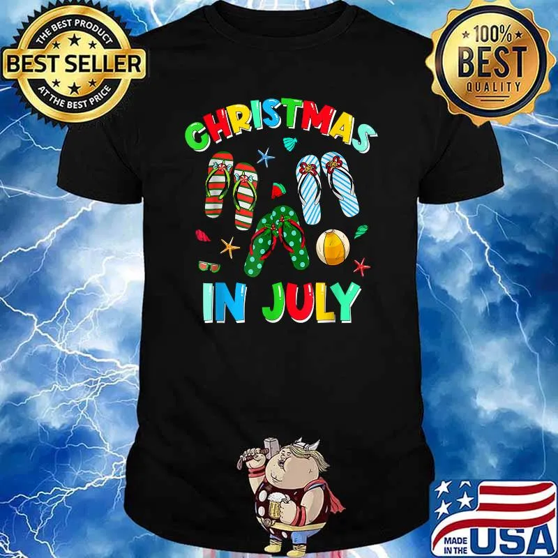Christmas In July Hawaiian Family Summer Vacation 2021 Flip Flop Shirt