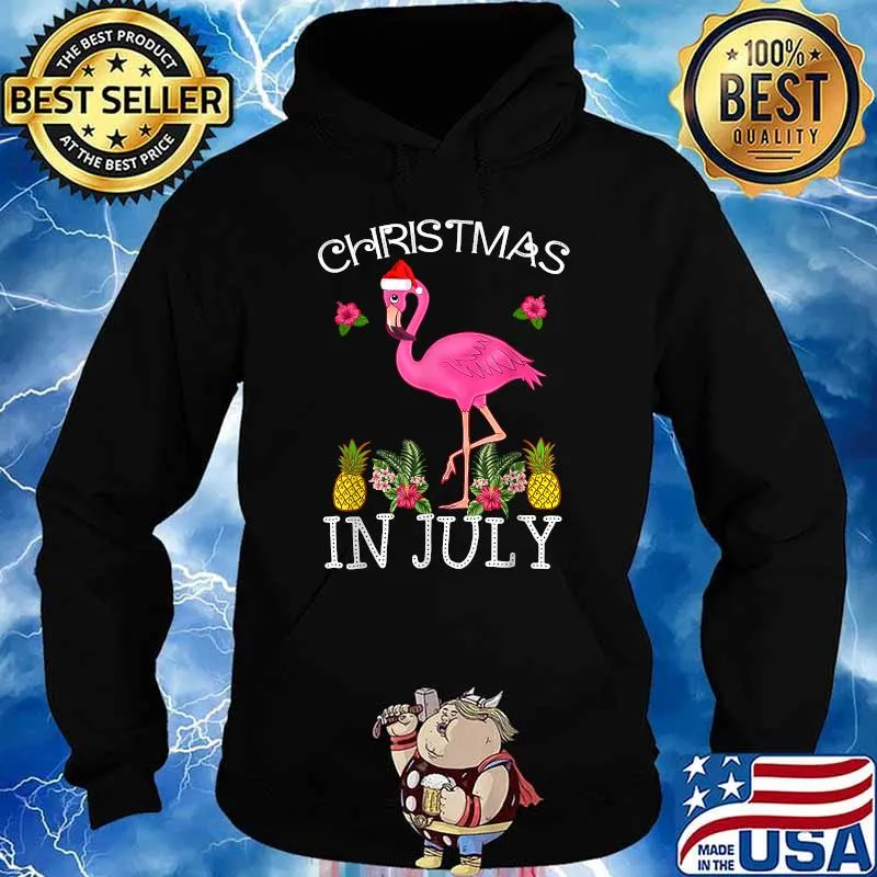 Christmas In July Pink Flamingo Flower T-Shirt Hoodie