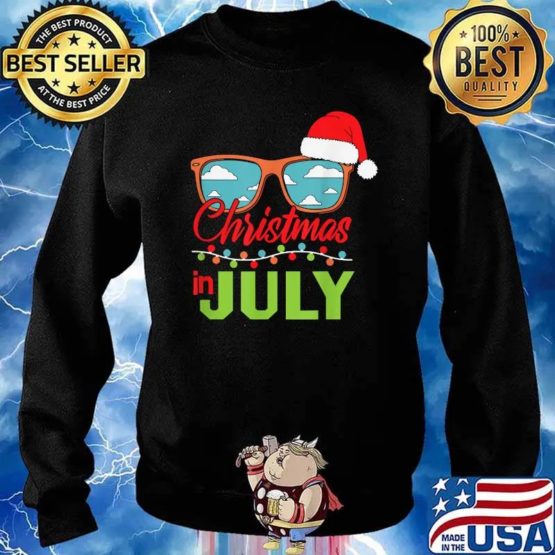 Christmas in July Santa Hat Sunglasses Summer Vacation Shirt Sweater