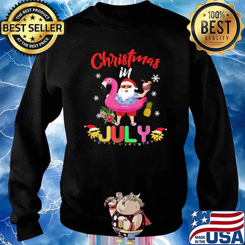 Christmas in July Santa Hawaiian flamingo Summer Beach Shirt Sweater