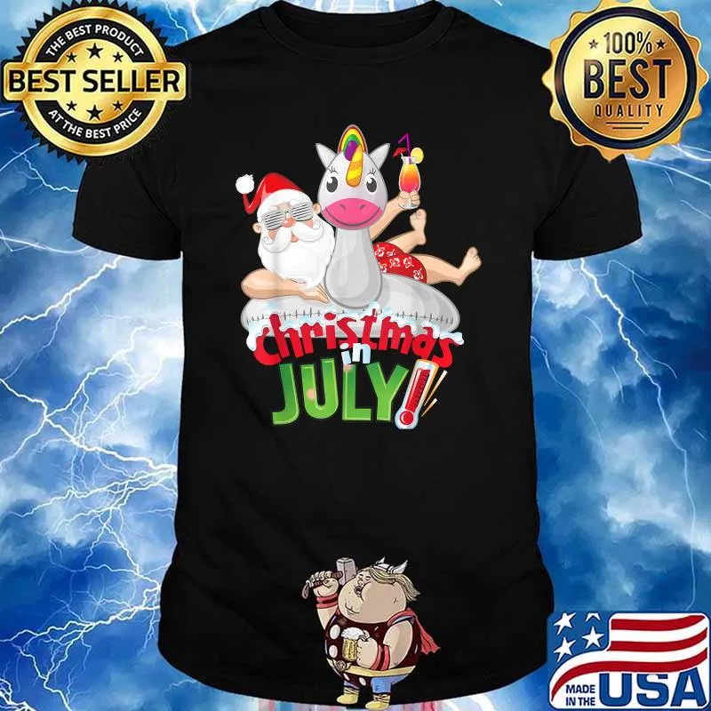 Christmas in July Summer Unicorn Float Xmas T-Shirt