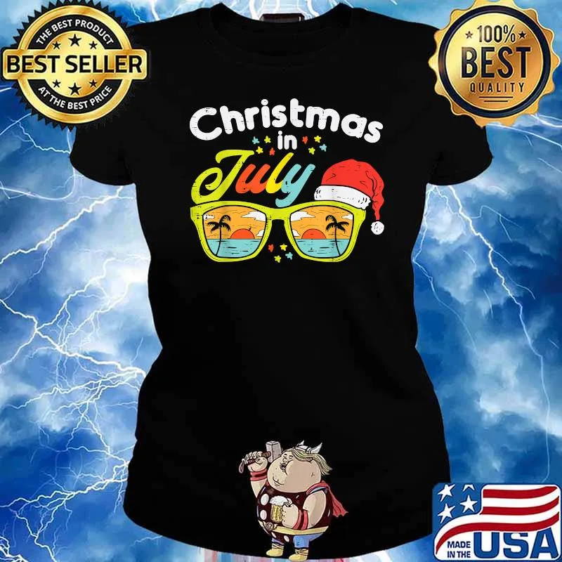 Christmas In July Sunglasses Santa Beach Summer Summer Xmas T-Shirt Ladies tee