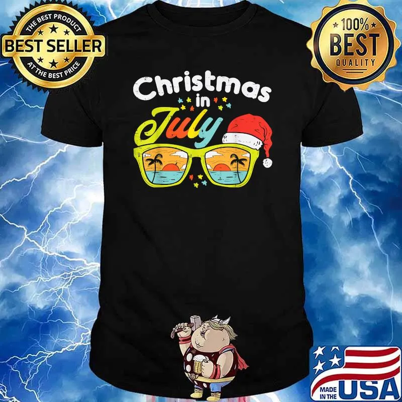 Christmas In July Sunglasses Santa Beach Summer Summer Xmas T-Shirt
