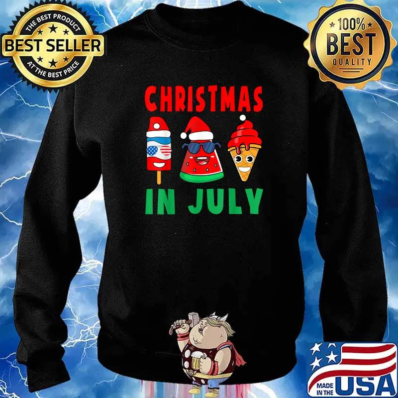 Christmas In July Watermelon Ice Pops Xmas Santa Hat Shirt Sweater