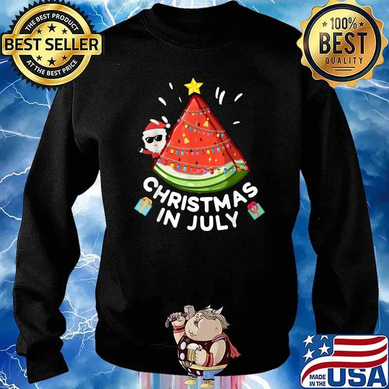 Christmas In July Watermelon Santa Summer Tree Shirt Sweater