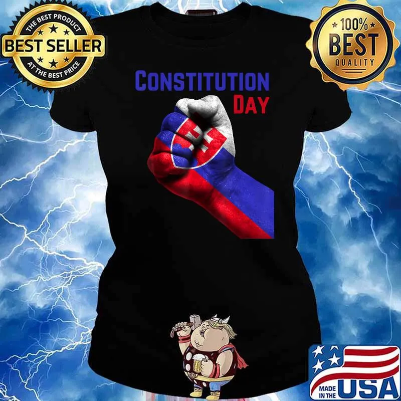 Constitution Day - Independence Day Flag of Slovakia on Hand T-Shirt Ladies tee