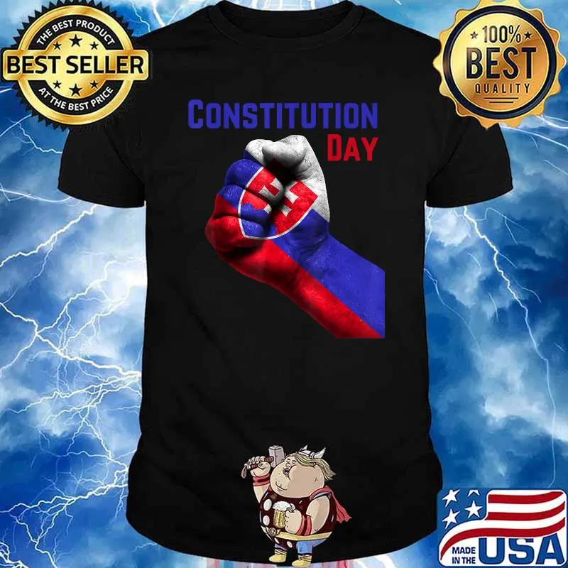 Constitution Day - Independence Day Flag of Slovakia on Hand T-Shirt