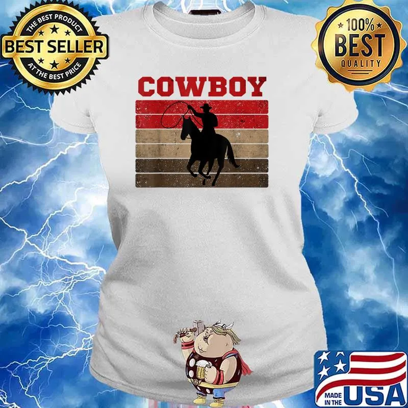 Cowboy Roping Lasso Riding Horse Rodeo Vintage T-Shirt Ladies tee