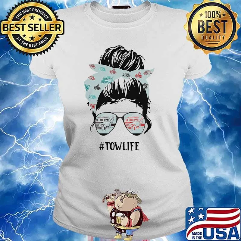 CRAZY TOW TRUCK OPERATOR messy bun s Ladies tee