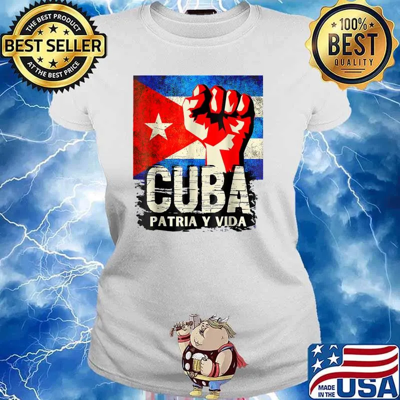 Cuban Patria Y Vida Protest Fist Flag S.O.S. Cuba Libertad T-Shirt Ladies tee