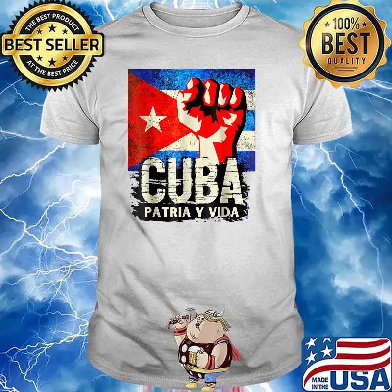 Cuban Patria Y Vida Protest Fist Flag S.O.S. Cuba Libertad T-Shirt