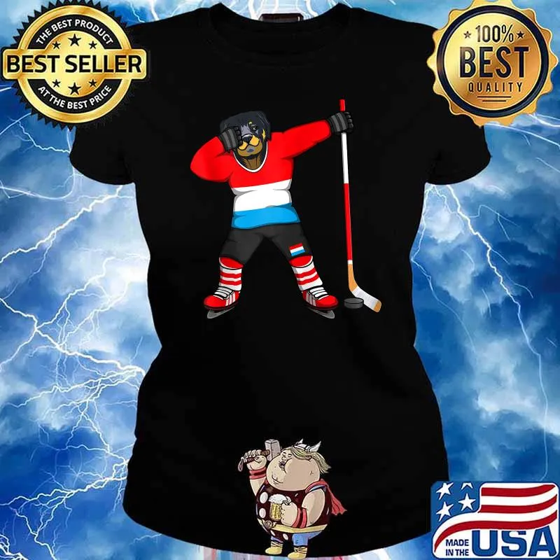 Dabbing Rottweiler Luxembourg Ice Hockey Shirt Ladies tee
