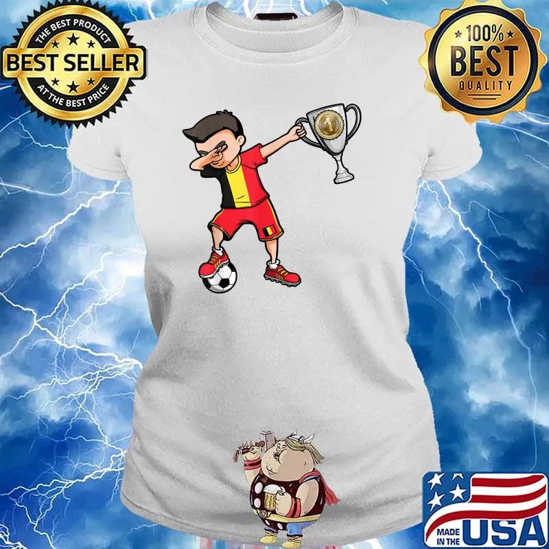 Dabbing Soccer Boy Belgium Football Champions Cup Trophy T-Shirt Ladies tee