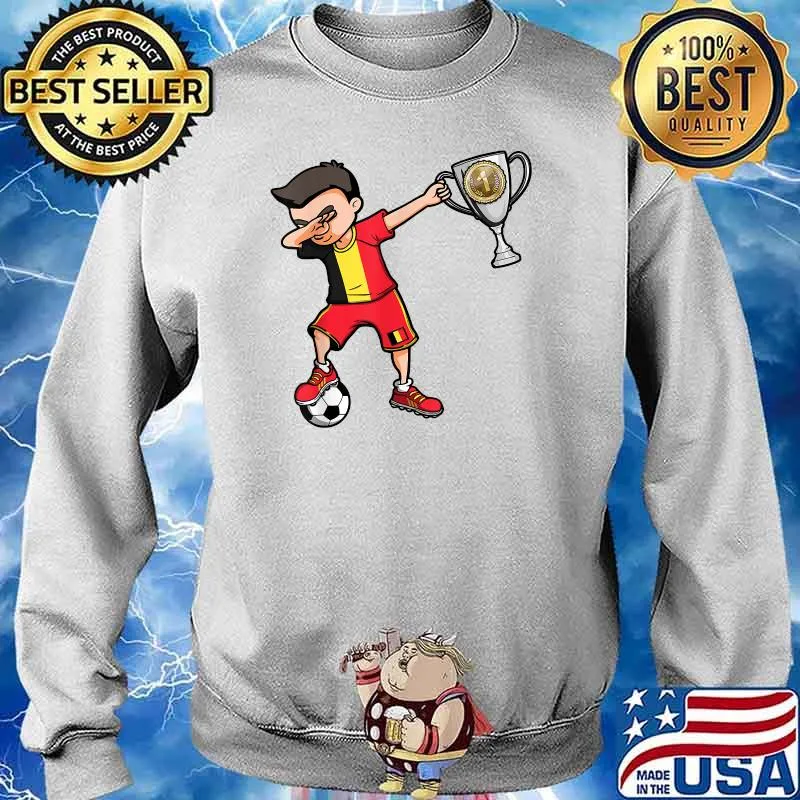 Dabbing Soccer Boy Belgium Football Champions Cup Trophy T-Shirt Sweater
