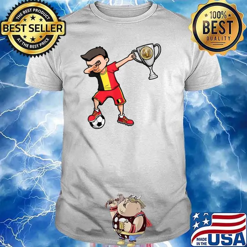 Dabbing Soccer Boy Belgium Football Champions Cup Trophy T-Shirt
