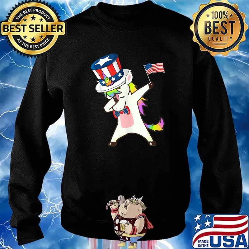 Dabbing Unicorn Shirt Americorn 4th of July American Flag Shirt Sweater