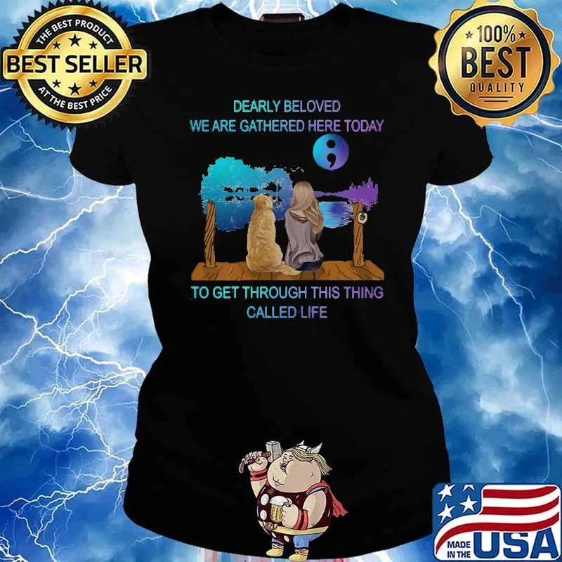 Dearly beloves we are gathered here today to get through this thing called life guitar lake women and dog s Ladies tee
