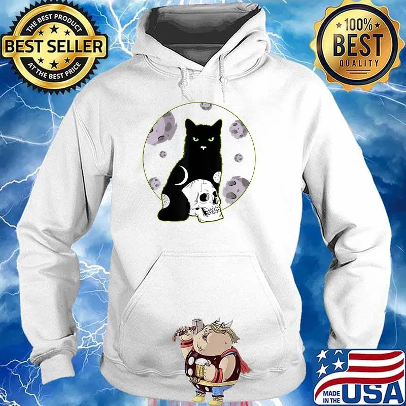 Demon Cats Moon & Skull Creepy Bad Evil Occult Black Cat Shirt Hoodie