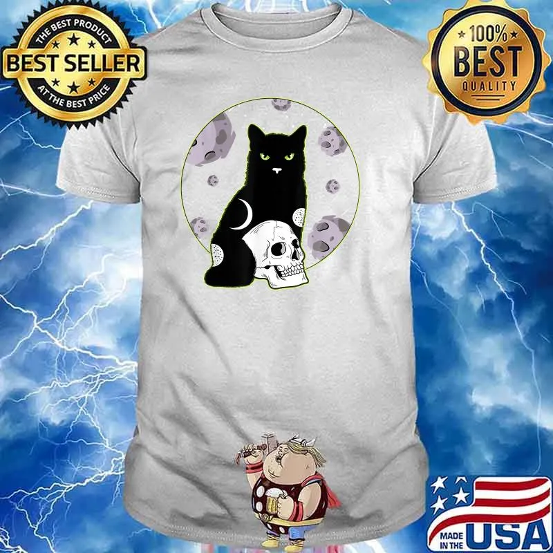 Demon Cats Moon & Skull Creepy Bad Evil Occult Black Cat Shirt