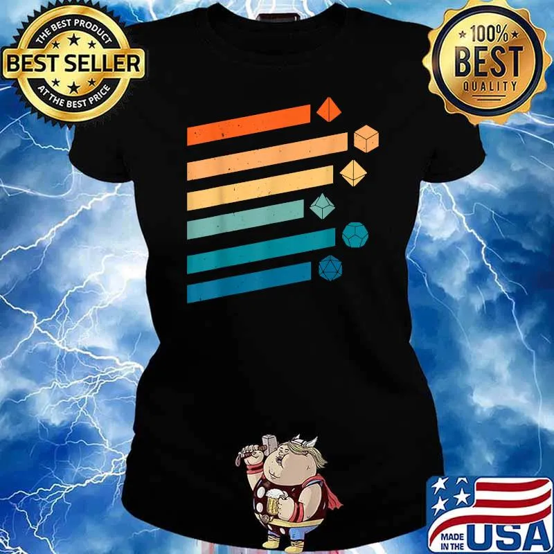 Dungeons Dice D20 Dragons Vintage T-Shirt Ladies tee