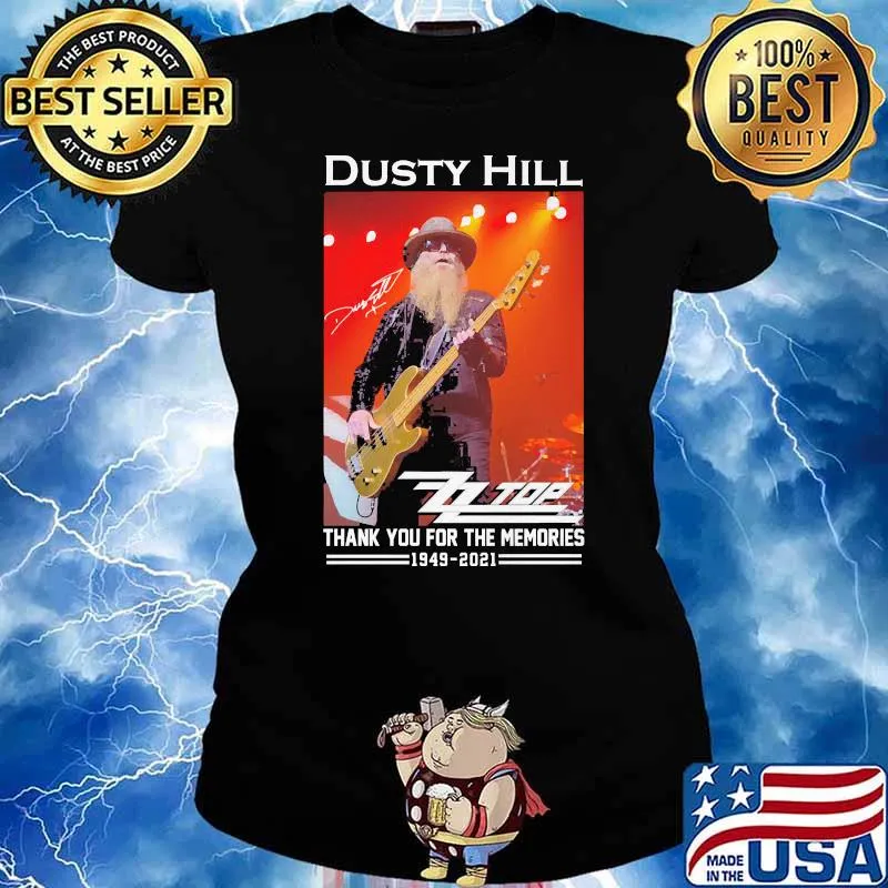 Dusty hill ZZ top thank you for the memories signatures Ladies tee