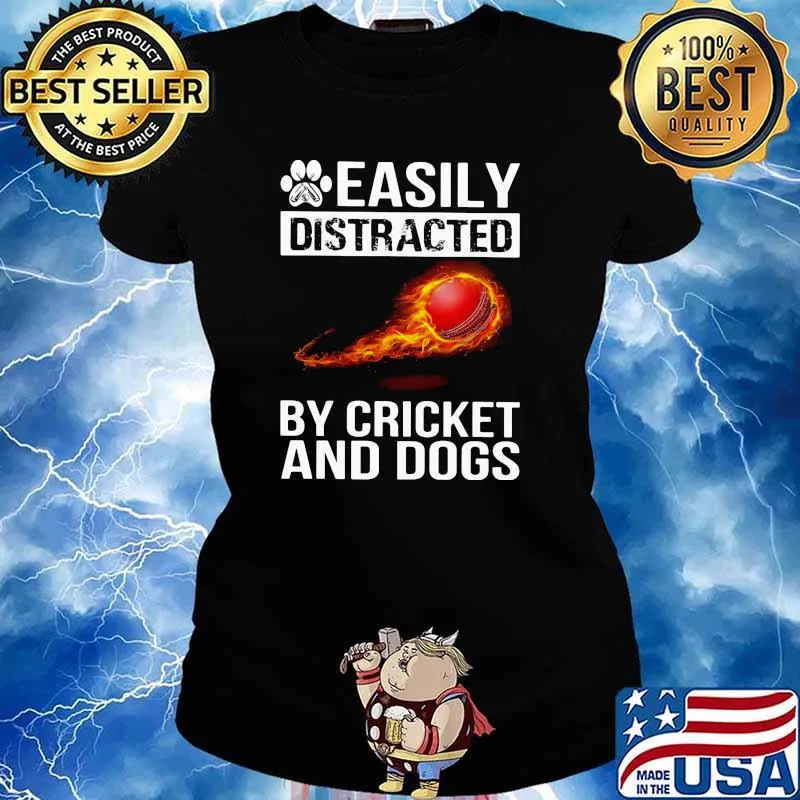 Easily distracted by cricket and dog Ladies tee
