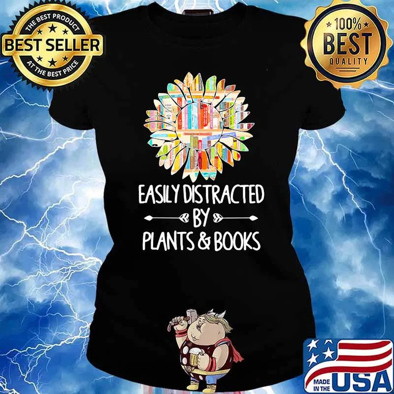 Easily distracted by plants & books flower Ladies tee