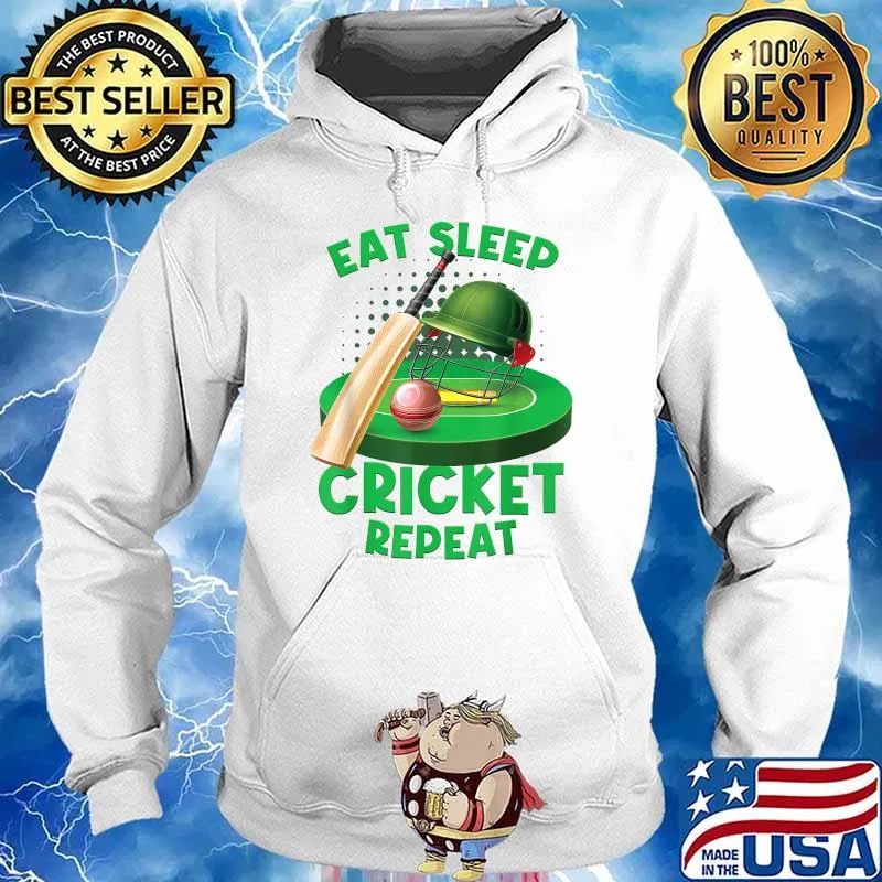 Eat Sleep Cricket Ball Game Field Positions T-Shirt Hoodie